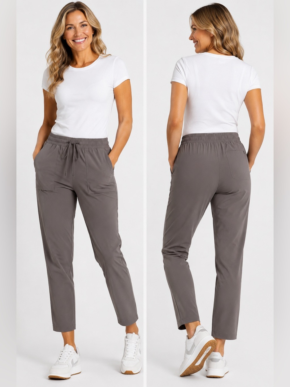 MONDETTA OUTDOOR PROJECT TAUPE /GRAY PANTS DRAWSTRING STRETCHY WAIST SIZE MEDIUM